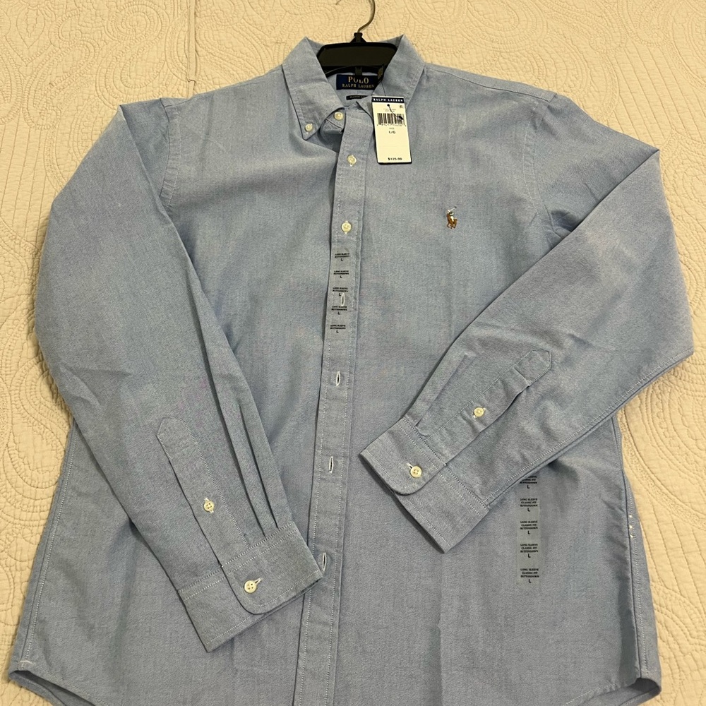[NWT] Ralph Lauren Light Blue Button-Down Oxford Shirt Size L